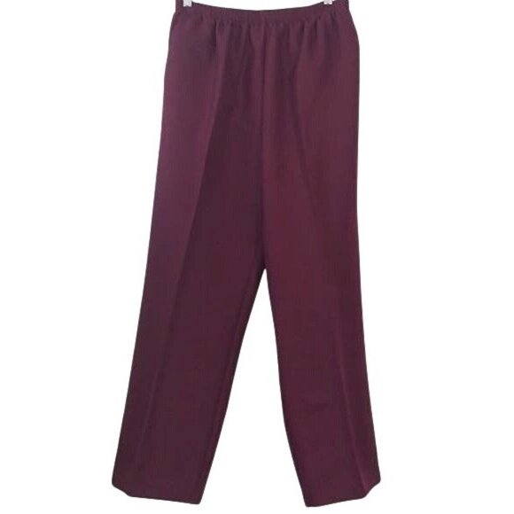 Alfred Dunner Womens Petite Burgundy Elastic-Waist Pants - Picture 1 of 10